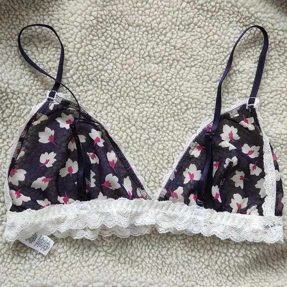 Hanky Panky Purple Flowery Sheer Mesh Bralette - Picture 4 of 8